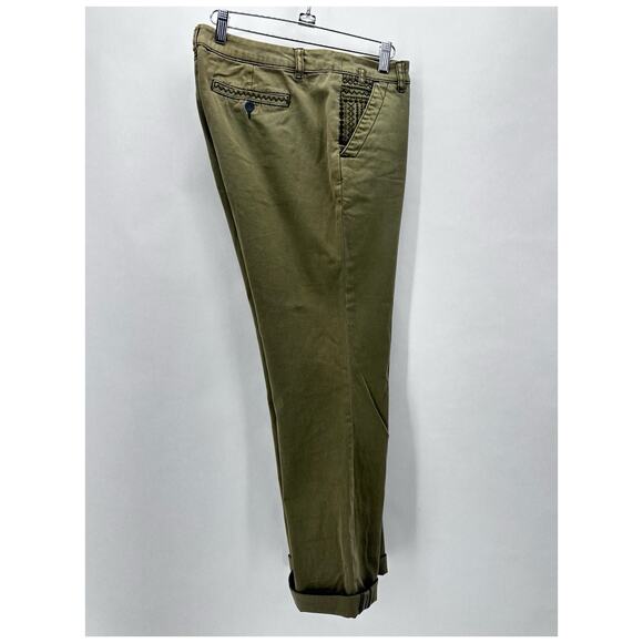 Sundance Chelsea Green Embroidered Chinos Size 10 Straight Leg Coastal Boho - Picture 4 of 12